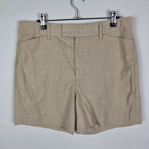 Banana Republic Linen Blend Tan Pinstriped Dressy Shorts Size 10 Neutral Uniform